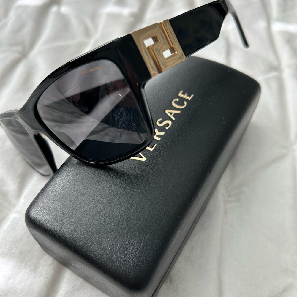Versace Black Sunglasses with Gold Emblem